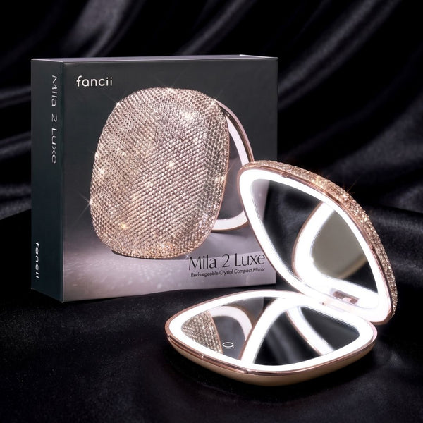 Mila 2 Luxe LED Lighted Compact Mirror with Crystals, 1x/10x