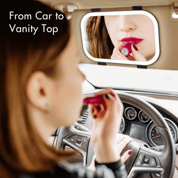 Juni Universal Lighted Car Mirror by Fancii & Co.  in Black From Car to Vanity Top