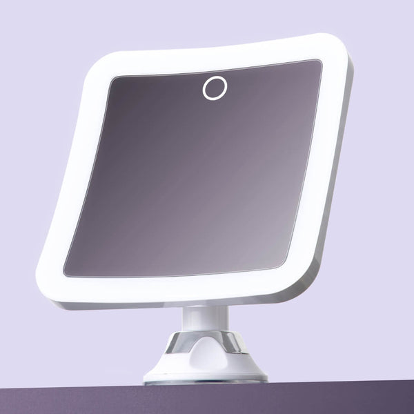Mira 2 LED Magnifying Mirror by Fancii and Co with lights on White