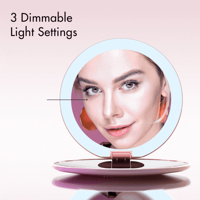 Taylor compact mirror by Fancii and Co with 3 dimmable LED lights BERRY LEMONADE