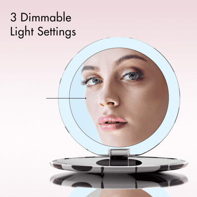 Taylor compact mirror by Fancii and Co with 3 dimmable LED lights MELLO MONOCHROME