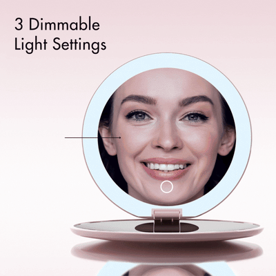 Taylor compact mirror by Fancii and Co with 3 dimmable LED lights SUGAR PLUM