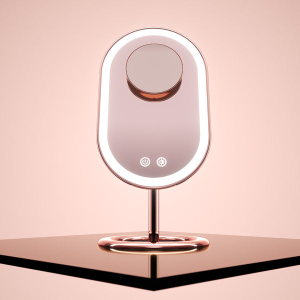 Fancii Vera LED Lighted Vanity Makeup Mirror & Lara 10X Magnifying Mirror in Rose Gold Rose Gold