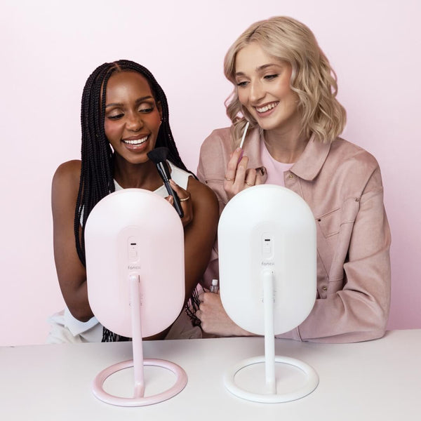 Fancii Vera lighted led vanity makeup mirror with stand White Pink