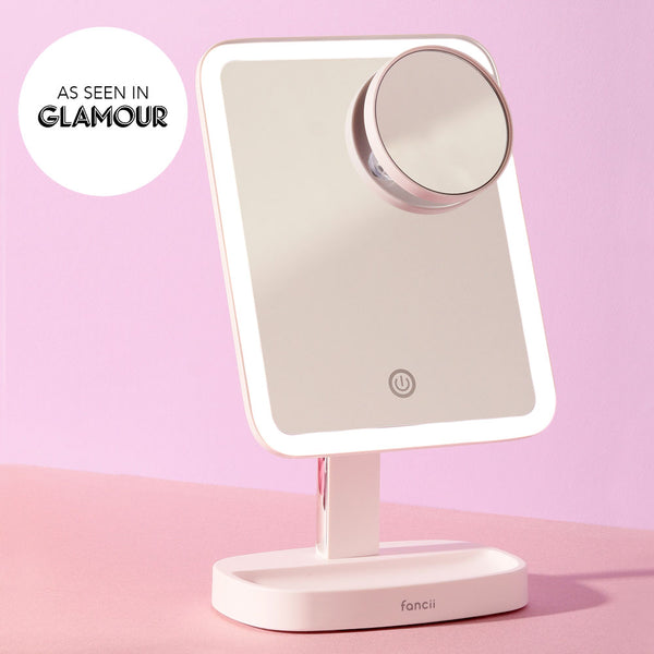 Fancii LED Lighted Makeup Mirror with 3 Color Temp Rechargeable Trifold Vanity
