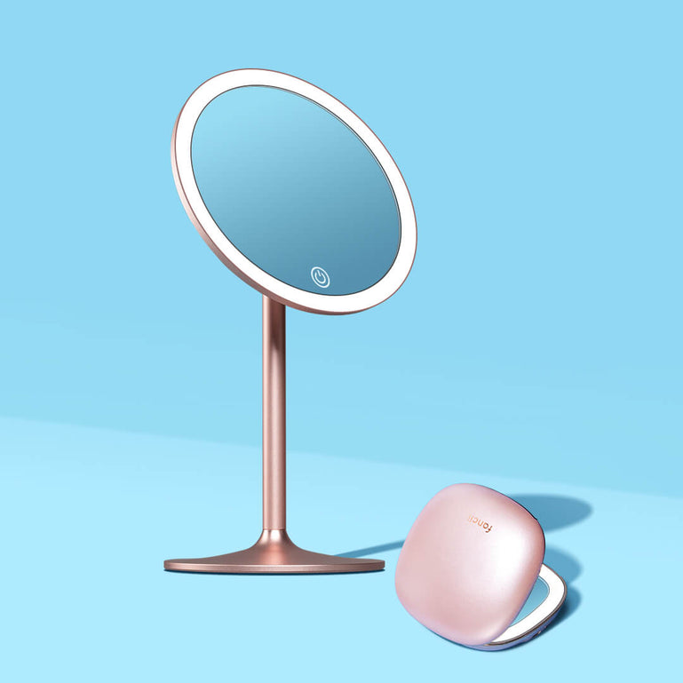 Nala + Mila lighted makeup mirrors for travel by Fancii and Co_ Pink