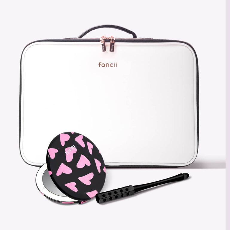 Madison Makeup Case, Taylor Compact and Remi Roller by Fancii & Co.  Love Train Globetrotter + Black Onyx 