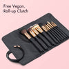 ARIA the best makeup brush 12-piece set with bonus vegan roll-up clutch All