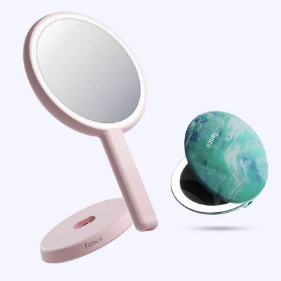 Cami mirror hand held and Taylor compact mirror by Fancii and Co_ Sea Serenity Strawberry Cream