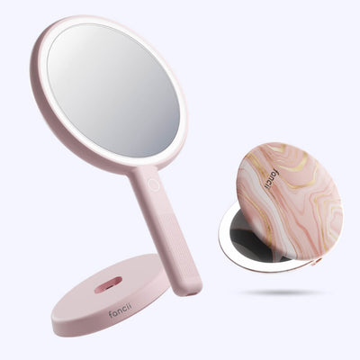 Cami mirror hand held and Taylor compact mirror by Fancii and Co_ Marble Rosé Strawberry Cream