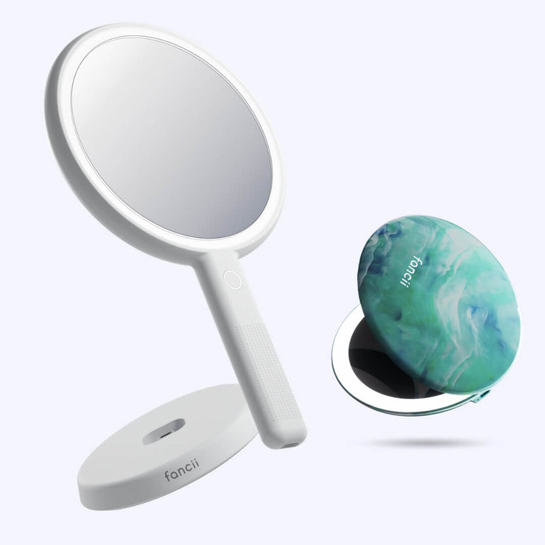 Cami mirror hand held and Taylor compact mirror by Fancii and Co_ Sea Serenity Marshmallow