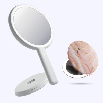Cami mirror hand held and Taylor compact mirror by Fancii and Co_  Marble Rosé Marshmallow