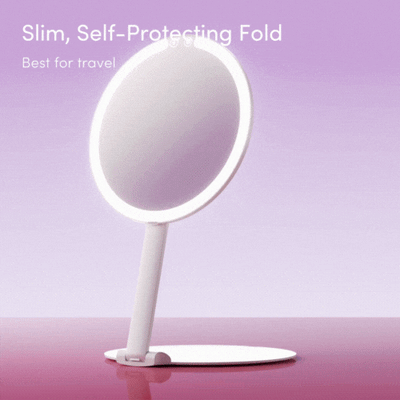 Abigail Travel Mirror Self-Protecting Fold by Fancii & Co. Globetrotter White Weekender White