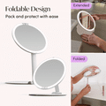 Abigail with Tara Travel Vanity Mirror by Fancii & Co. folds flat for easy packing