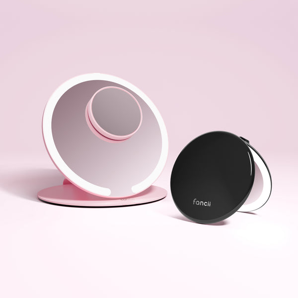 Travel Mirror and Taylor Lighted Compact by Fancii in Pink / 10x Magnifying Mirror CHARCOAL CHIC 

CHARCOAL CHIC 