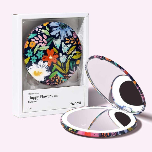 Happy Flowers Mini Taylor Lighted Compact by Fancii with 1x +10x magnification