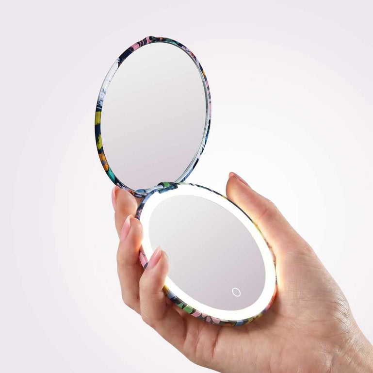 Happy Flowers Mini Taylor Lighted Compact by Fancii with 1x +10x magnification