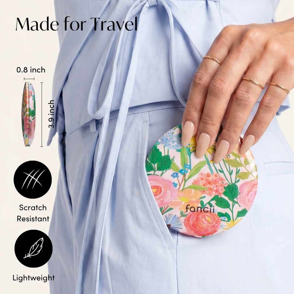 Vibrant Florals Mini Taylor Lighted Compact by Fancii with 1x +10x magnification made for travel