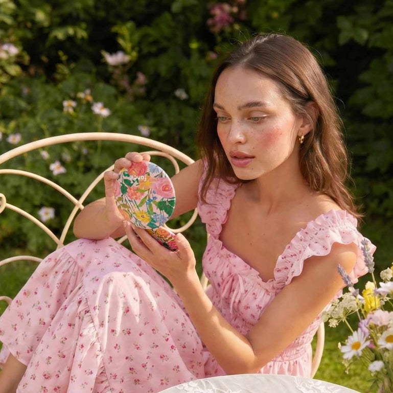 Vibrant Florals Mini Taylor Lighted Compact by Fancii with 1x +10x magnification