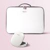  Madison makeup case for travel and Mila lighted compact mirror by Fancii and Co in Globetrotter White