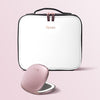 Madison makeup case for travel and Mila lighted compact mirror by Fancii and Co in Weekender Pink