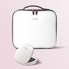 Madison makeup case for travel and Mila lighted compact mirror by Fancii and Co in Weekender White