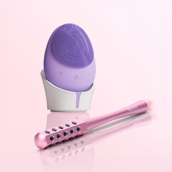 Daily essentials Isla sonic facial cleansing brush and Remi facial massager tool by Fancii and Co Lavish Lavender Pink