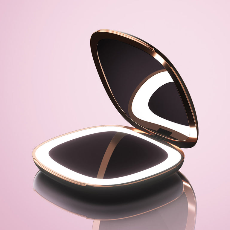 Mila compact mirror with LED lights by Fancii and Co_ Black