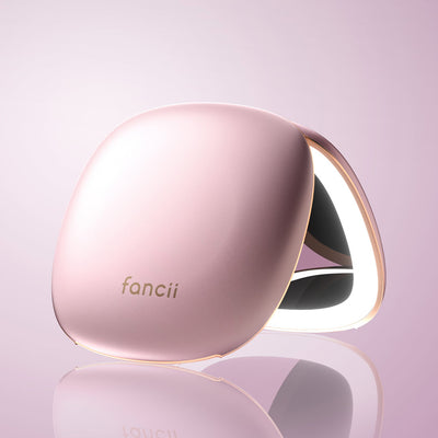 Mila compact mirror with LED lights by Fancii and Co_ Pink