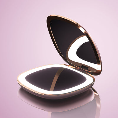 Mila compact mirror with LED lights by Fancii and Co_ Pink