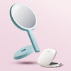 Vacay Glow Duo with the Cami Handheld and Mila compact in Blue Fluff White