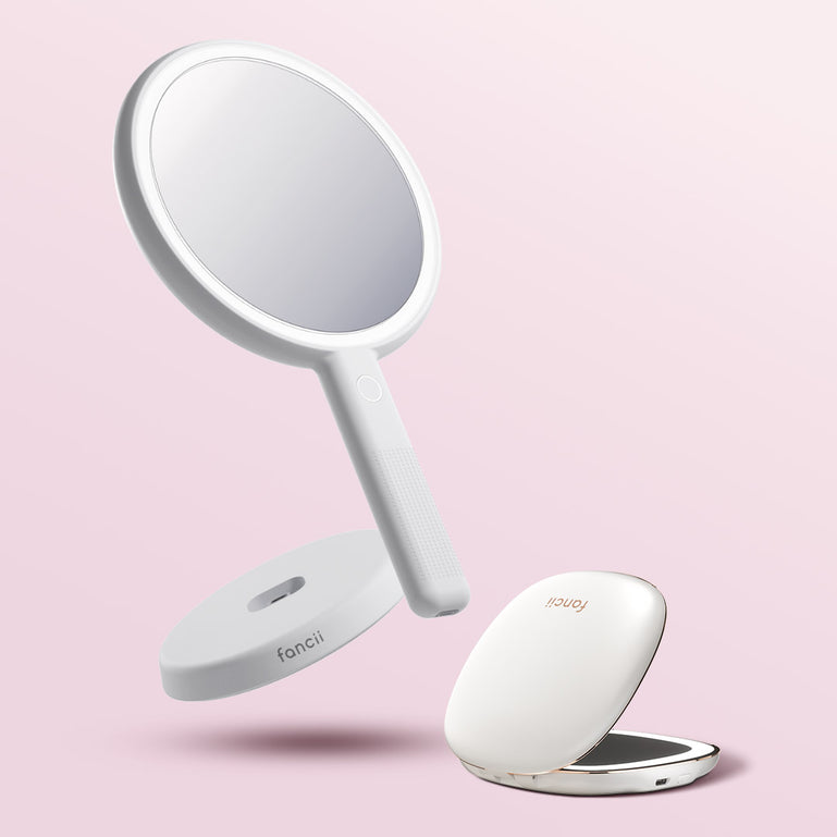 Vacay Glow Duo with the Cami Handheld and Mila compact in Marshmallow White