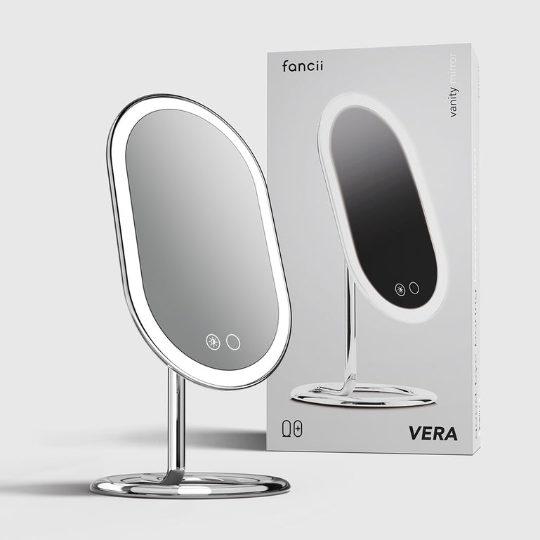 Fancii Vera lighted led vanity makeup mirror with stand Chrome