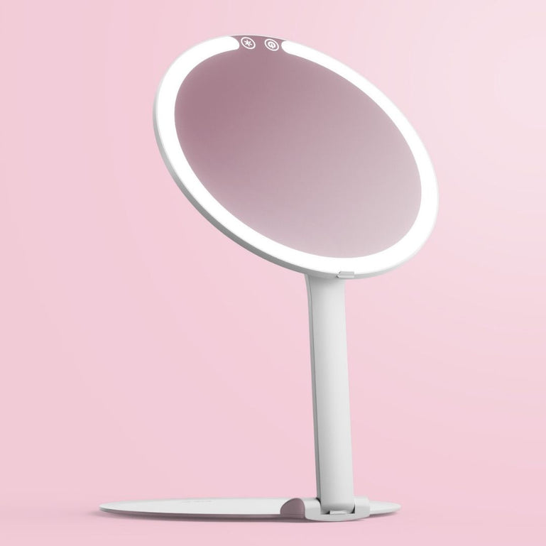 Fancii Abigail Travel Mirror with LED Lights Hero Extended White Without 10x Magnifying Mirror