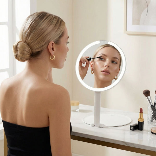 Fancii Abigail travel makeup mirror in White With Tara 10x Magnifying Mirror Globetrotter White Weekender White