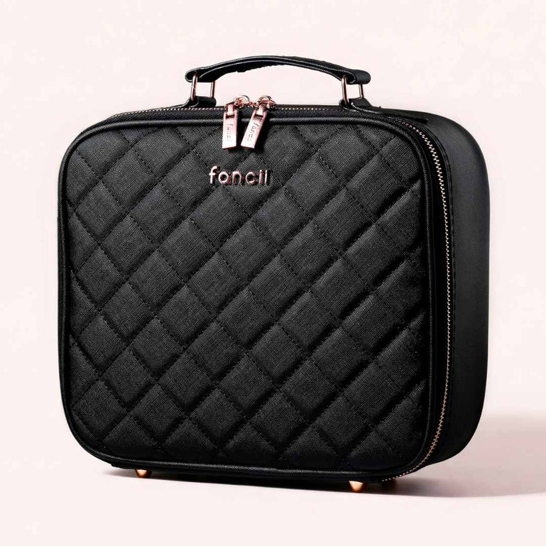 Fancii Madison black travel makeup bag for cosmetic and toiletry Weekender Black