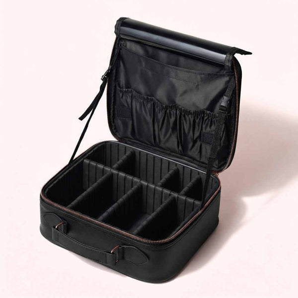 Fancii Madison black travel makeup bag for cosmetic and toiletry Weekender Black