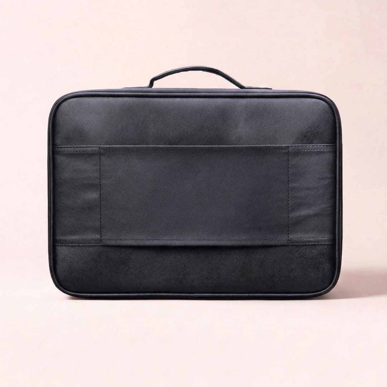 Fancii Madison Professional Makeup Train Case Bag for Travel Globetrotter White