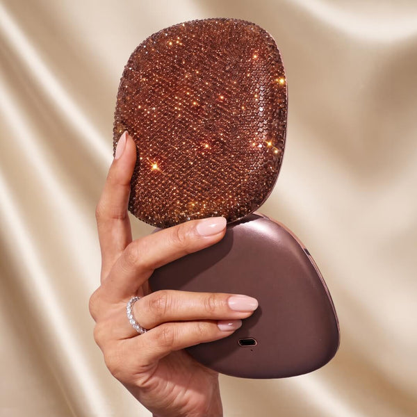 Fancii Mila 2 Luxe Mocha led lighted travel makeup mirror with crystals and 10x magnification