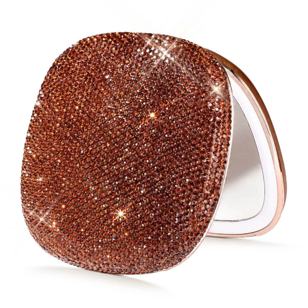 Fancii Mila 2 Luxe Mocha led lighted travel makeup mirror with crystals and 10x magnification