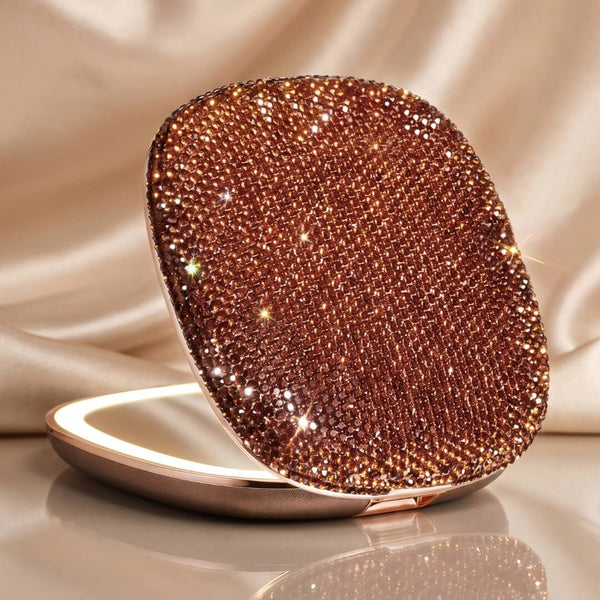 Fancii Mila 2 Luxe Mocha led lighted travel makeup mirror with crystals and 10x magnification