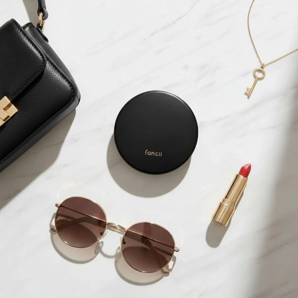 Fancii Taylor Lighted Compact  mirror with 10x Magnification CHARCOAL CHIC