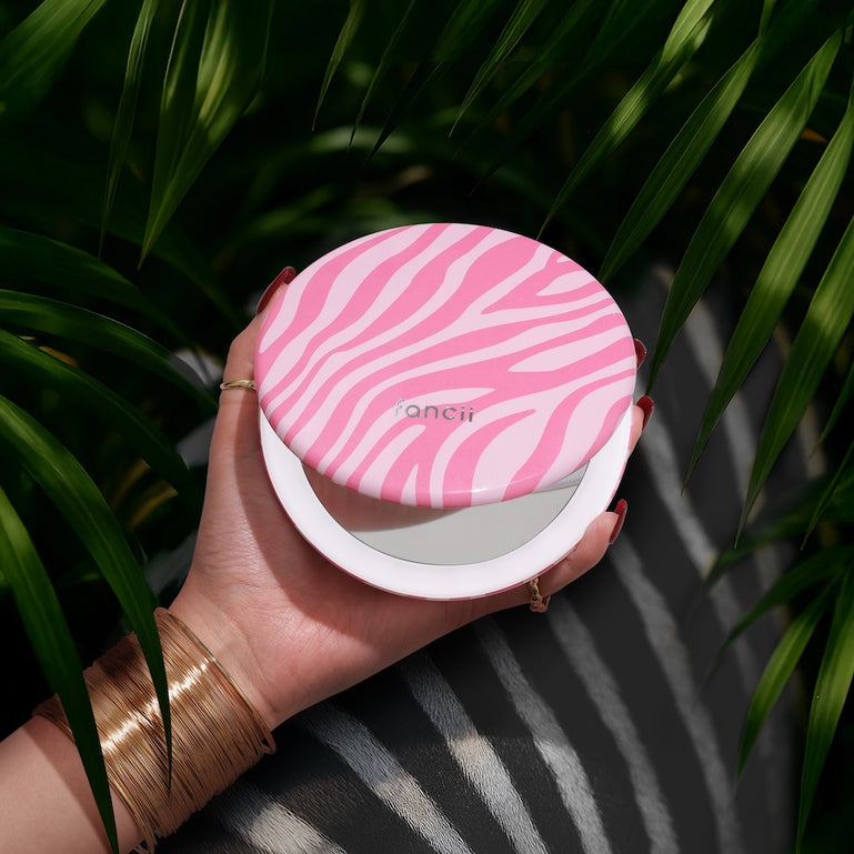 Mini Taylor LED Compact Mirror | Blush Zebra
