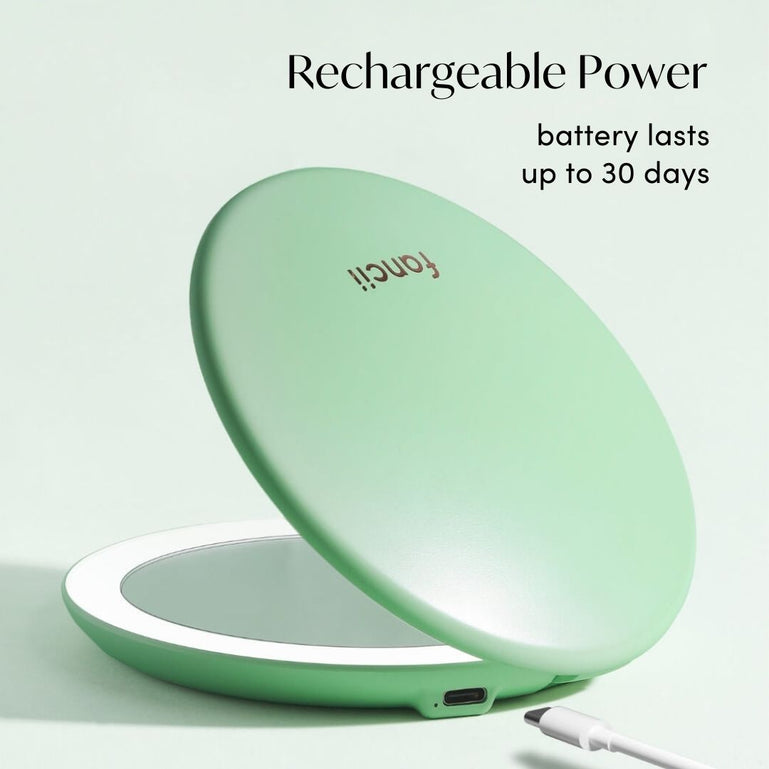 Fancii Taylor LED Compact 10x Magnifying Mirror with led lights MINT GREEN