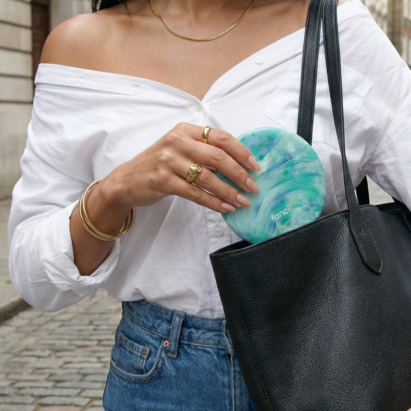 Fancii Taylor Lighted Compact Mirror with 10x Magnification SEA SERENITY