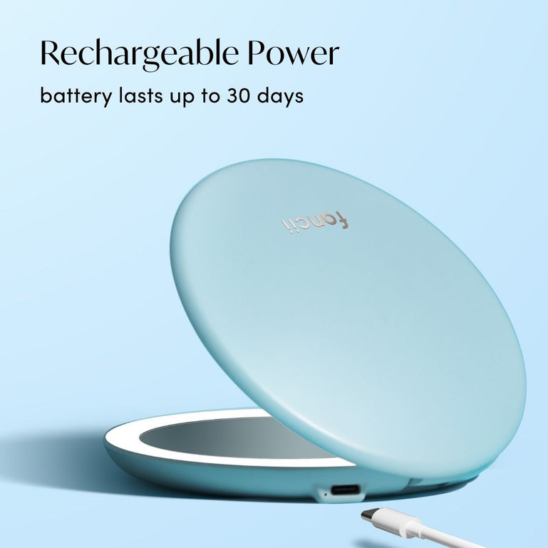 Fancii Taylor Lighted Compact Mirror 10x magnifying mirror SOFT SKY