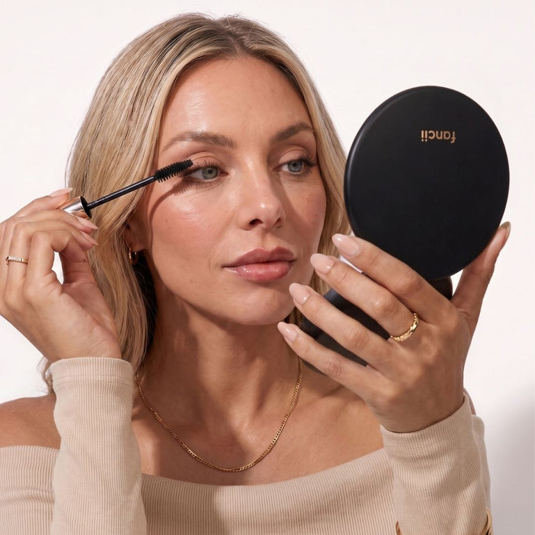 Fancii Taylor LED Lighted Compact mirror with 10x Magnification Weekender Charcoal Chic CHARCOAL CHIC