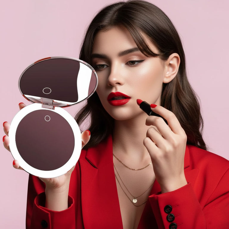 Taylor Lighted Compact with 10x Magnification  HOT LIPS