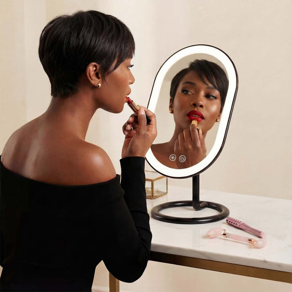 Vera Vanity Mirror with Lights & Lara 10X Magnifying Mirror with 3 dimmable light settings Black