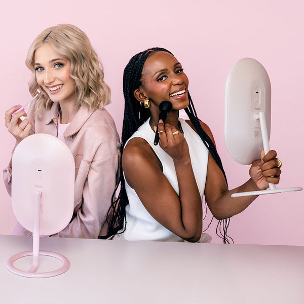 Vera Vanity Mirror with Lights & Lara 10X Magnifying Mirror with 3 dimmable light settings White Pink